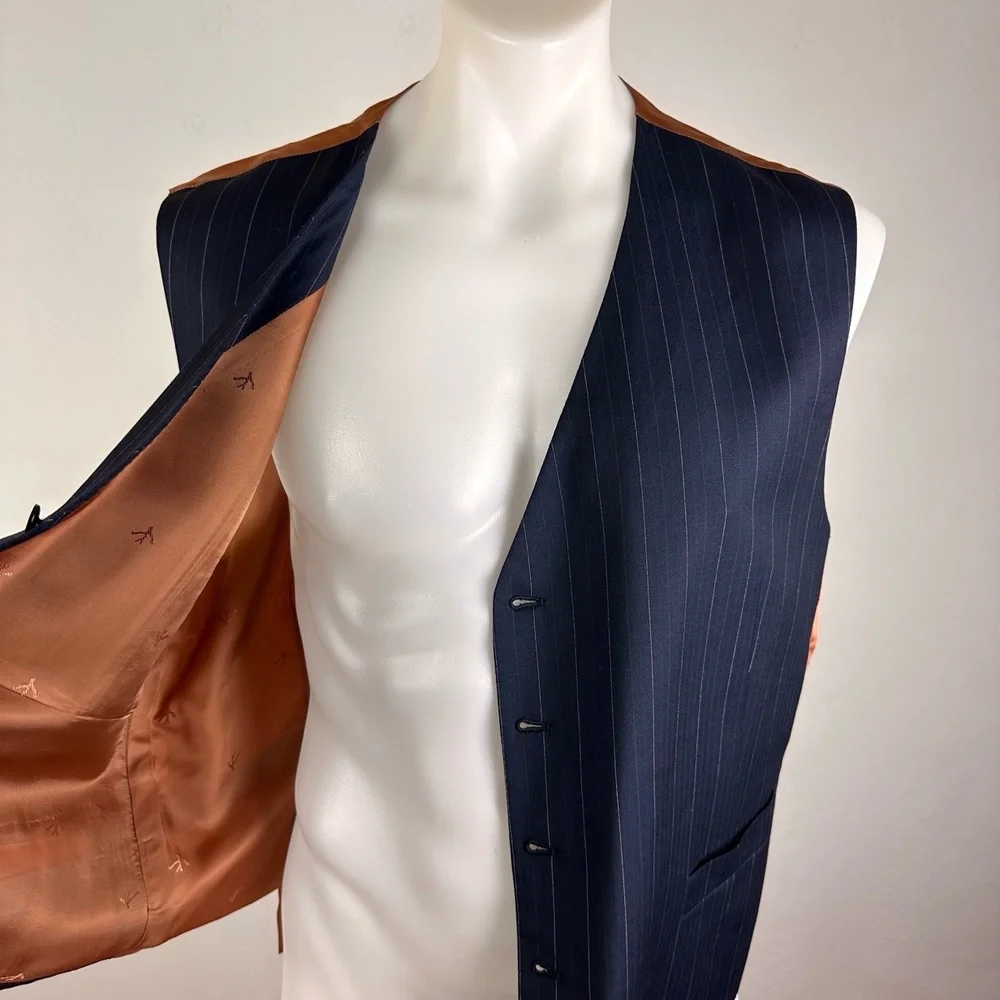 Isaia 3XL Virgin Wool Pinstripe Vest